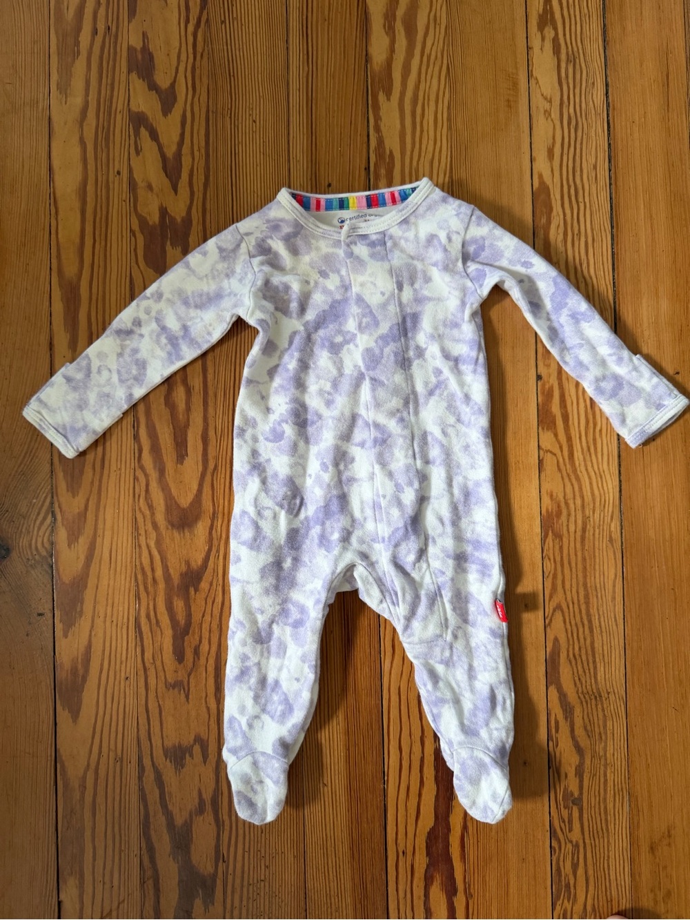 Magnetic Me Organic Cotton Footed Sleeper 0-3 Months Purple Tie Dye Magnetic